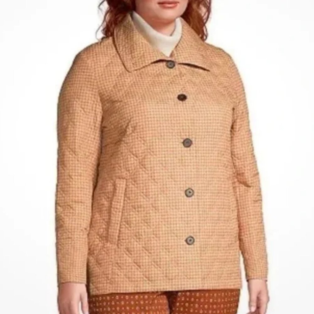 Lands' End Quilted Primaloft Insulated Jacket Packable Tan Cream (Size 3XP)